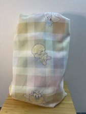 VTG 2000 Baby Looney Tunes Bugs Bunny Taz Tweety Bird Pastel Fitted Crib Sheet