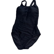 Gottex Swimsuit One Piece Vintage Womens Size 10 Black Low Back Textured Classic