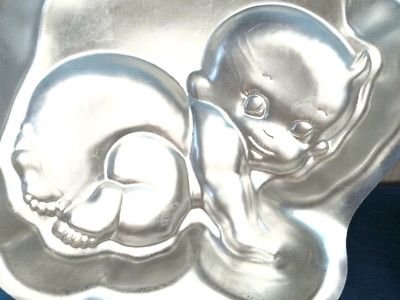 2 Wilton Baby Cake Decorator Pans Barney Dinosaur Shower Nursery Party 1993