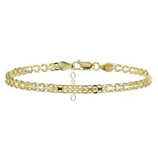 Italian Bismark Chain Design Dainty Adjustable Gold Plate Sterling Silver Anklet