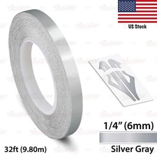1/4" Roll Vinyl Pinstriping Pin Stripe Line Tape Decal Sticker 6mm SILVER GRAY