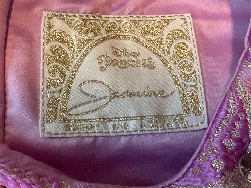 Disney Store Jasmine Dress Aladdin Genie Party Embroidered Designer Purple 9 10 - Image 4 of 4