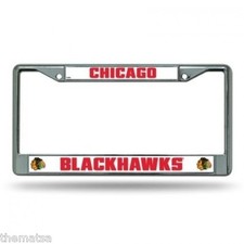 CHICAGO BLACKHAWKS NHL HOCKEY LOGO CHROME USA MADE LICENSE PLATE FRAME  