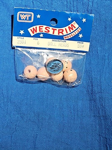 Testa di bambola in legno marca Westrim vintage NOS 6 pezzi - Foto 3 di 3