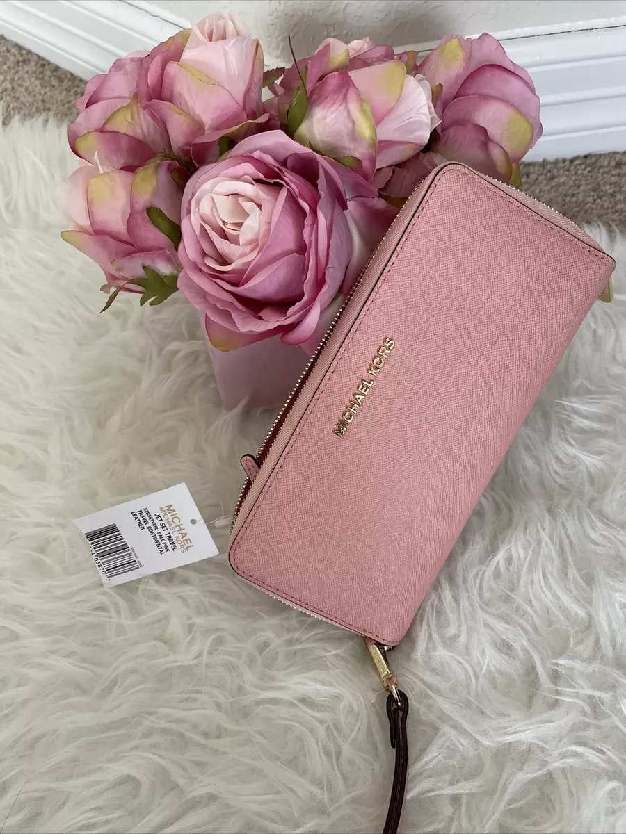 Michael Kors Jet Set Tavel Leather Continental Wallet - Soft Pink