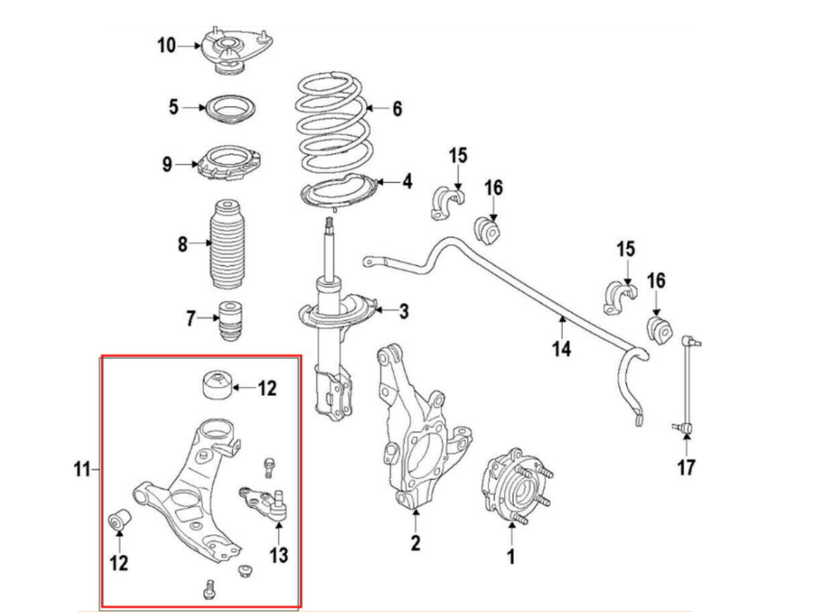 OEM Lower Control Arm 545003W500 Front/Left Suspension for Kia Sportage 201416 eBay