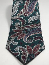 Christian Dior Monsieur Men's Tie Teal Paisley Pattern Hand Woven in Italy