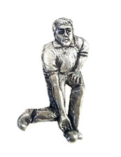 Bowls Player Handcrafted in Solid Pewter In UK Lapel Pin Badge