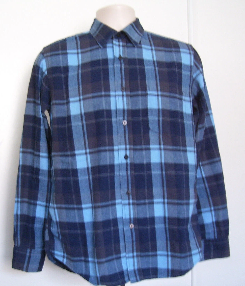 Blue Crown Flannel Plaid Shirt Size Medium Blue Long Sleeve