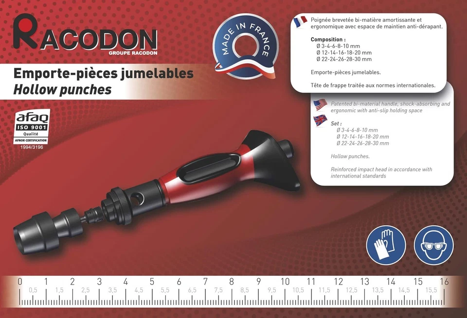 EMPORTE PIECE JUMELABLE RACODON DE 3 à 30 POIGNEE AMORTISSANTE - Photo 2/2