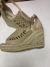SANDALS - Festival Hippy Wedge Shoes Tan 6 Braided Woven Boho 70s