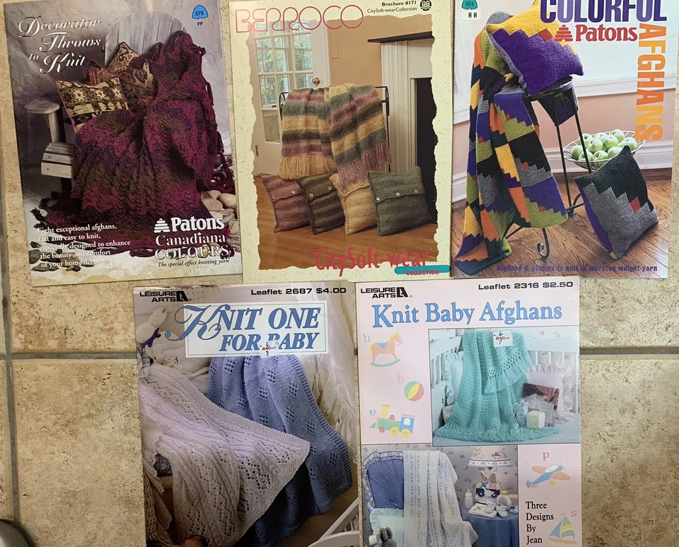 5 New Knitting Pamphlets Patons Berroco Leisure Arts Afghans Home Decor Layette - Image 2 of 4
