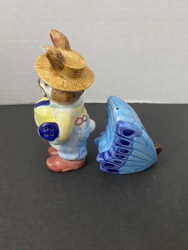 Bunny Easter Spring Flowers Butterfly Salt & Pepper Shakers Ceramic Lot - Picture 5 of 7