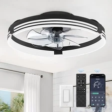 Low Profile Ceiling Fans with Lights and Remote, 20 Inch Flush Mount Ceiling Fan