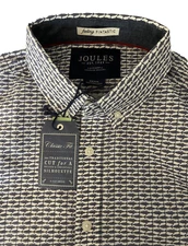Men's Joules Shirt - Feeling Fintastic Shark Pattern Cotton, Size S Classic Fit