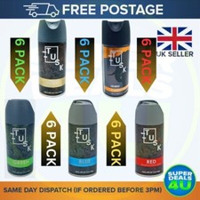 TUSK Deodorat Body Spray Men (6 Pack)(Blue, Orangre, Green, Oud, Red)- 5 Variety