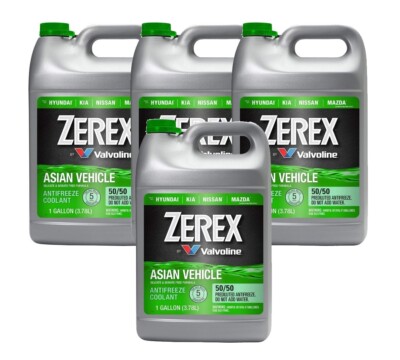 Zerex Coolant Antifreeze 4 Gallons Green 50/50 Predulited Asian Vehicle 4 x 1 G