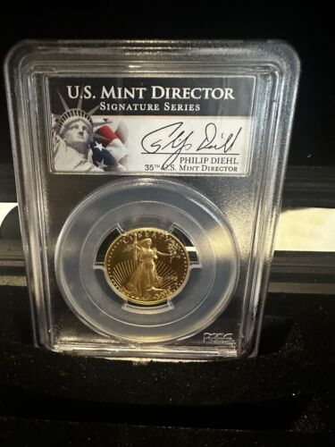 1995-W Diehl Signed $10 Proof Gold American Eagle 1/4 oz Coin PCGS PR 69 DCAM - Photo 1/2