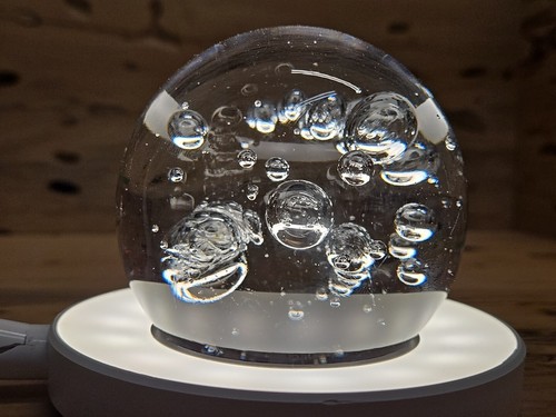 Art Glass Paperweight Elegant Suspended Bubbles Clear 3.5" G977 - Picture 3 of 7