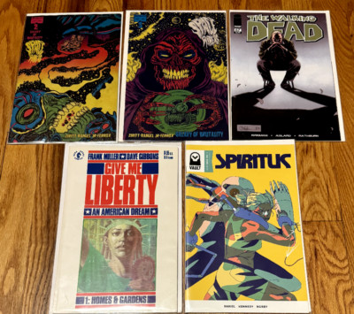 5 - COMIC BOOK LOT - SPIRITUS/WALKING DEAD/GIVE ME LIBERTY/SPACE RIDERS
