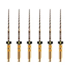 Vakker 21mm F5 V Taper Gold NiTi Rotary Engine Files, 6/Pk