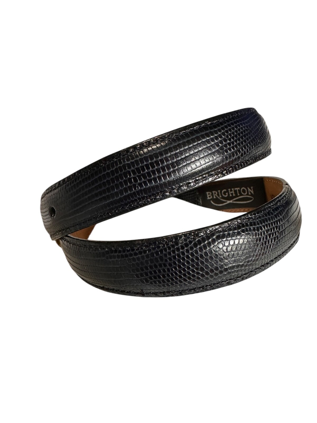 Genuine Brighton Lizard Pattern Blue Leather Belt… - image 3