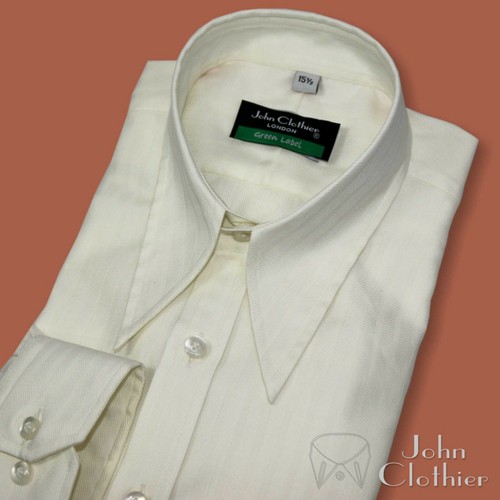Spearpoint collar shirt Cream stripes 