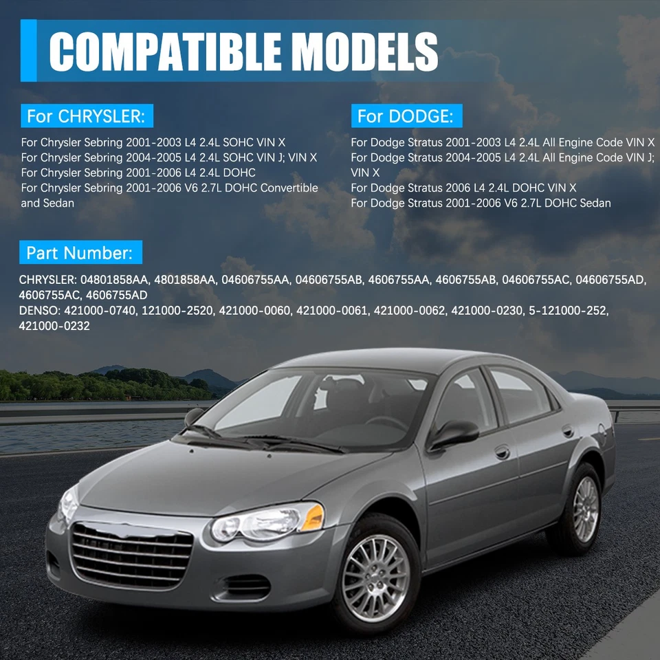 Alternator for Chrysler Sebring 2001 2002 2003 2004 2005 2006 2.4 2.7L 13868 OEM Foto 2 de 4