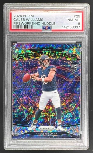 EL.206 Caleb Williams 2024 Panini Prizm #25 No Huddle Fireworks RC PSA 8