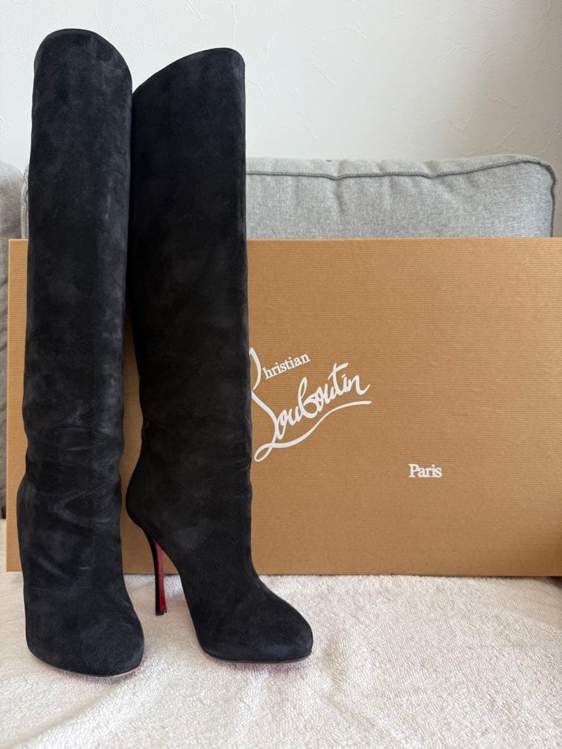 Christian Louboutin Long Boots Size EU34 US4 Black Suede Women High Stiletto