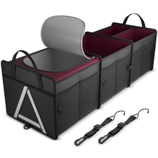 Car Trunk Organizer with Insulated Cooler Bag - Heavy Duty Storage for SUV Truck