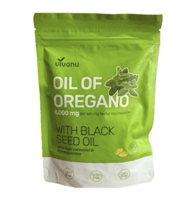 2 VivoNu Oil of Oregano 300 Softgels includes Black Seed Oil - 6000mg Oregano
