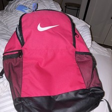 Nike Pink/Black Medium Polyester Kids Backpack Zip Pockets Adjustable Strap
