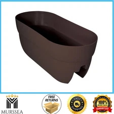 Railing Planter Deck Porch Patio Fence Rail 24 x 12 in. Flower Pot Brown