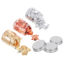 3 Bottles of Nail Glittering Foil Flakes Nail Art Sticker DIY Art Supplies