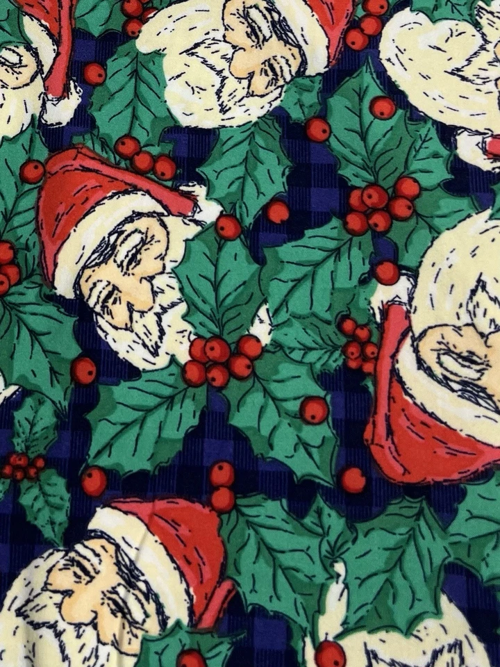 LuLaRoe Leggings TC2 Alto Curvilíneo 2 Navidad Cuadros Cuadros SANTA Púrpura Acebo Suave Foto 2 de 4