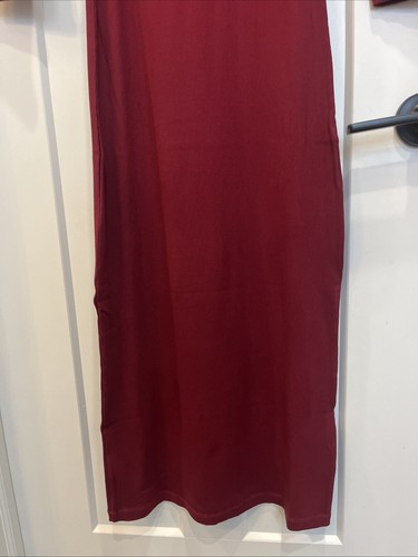 Kikimink Women’s Wine Red Ribbed Long Sleeve Square Neck Bodycon Maxi Dress Sz M - Picture 9 of 12