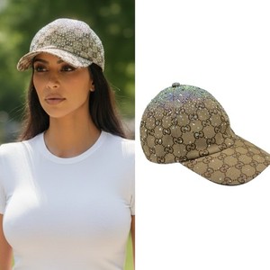 Authentic GUCCI Crystal GG Beige Canvas Baseball Cap Hat Size M (excellent)