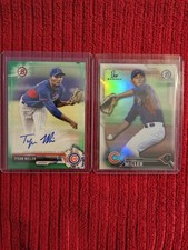 Tyson Miller 2017 Bowman Auto Green #74/99 ×2 Chrome Refractor Cubs