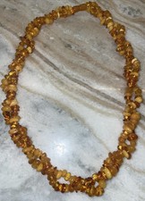 Vintage Amber Chip Necklace 2 Tier Honey, Cognac And Egg Yolk Amber