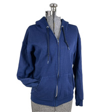 Vintage 70s Gap Full Zip Hooded Sweatshirt Hoodie Size Small Navy Blue USA Made