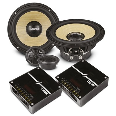 DS18 6.5'' 2-Way Component Speaker Set with Yellow Straw + Composite Foam Cone