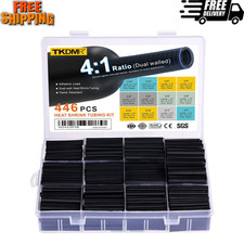 446 Pcs Heat Shrink Tubing Kit-4:1 Ratio Adhesive Lined Marine Grade Shrink