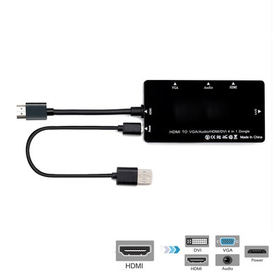 JSER HDMI VGA Audio HDMI DVI 4in1 Adapter Konverter Multiport Splitter