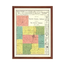 Old Map of Fayette County, IN 1917 - Vintage Indiana Art