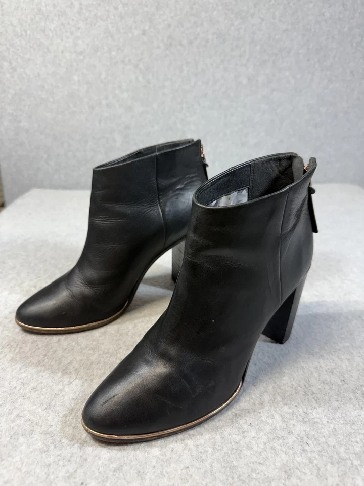 Ted Baker ботинки женский размер 40 черный кожаный каблук ботинок цветочный подкладка - Изображение 2 из 4