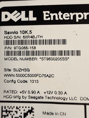 Storage dell Savvio 600 GB sas 6.0gb rpm 10k 10K.5 ST9600205SS