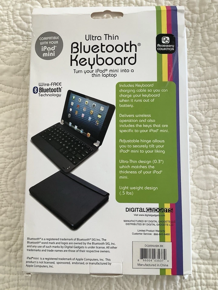 Bluetooth Keyboard for iPad Mini Ultra-Thin Silver, Bluetooth 3.0 - Image 2 of 2