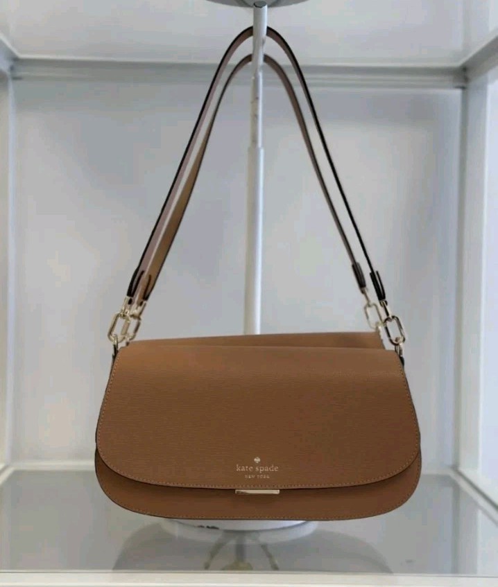 NWT Kate Spade KN644 Quinn Refined Leather Shoulder Bag In Tuscan