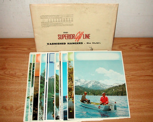 1960S SUPERIOR GIFT LINE SAMPLE CALENDAR HUNTING/FISHING LITHO PRINTS LOT OF 32